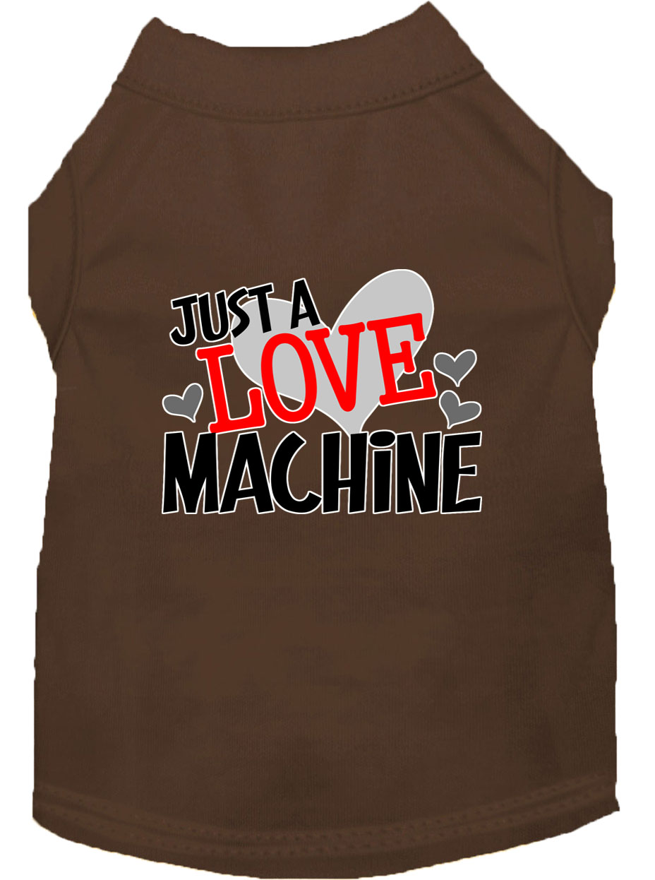 Love Machine Screen Print Dog Shirt Brown Lg